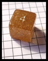 Dice : Dice - 6D - Clear Gold with Sparkles and White Painted Numerals